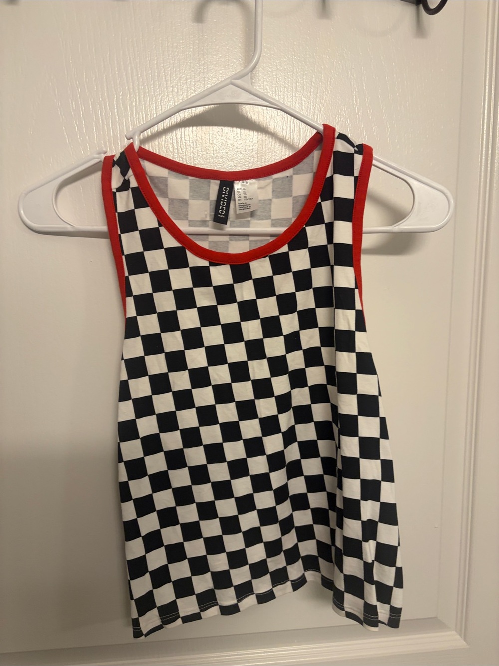 Checkered Tank Top with Red Trim - Women
